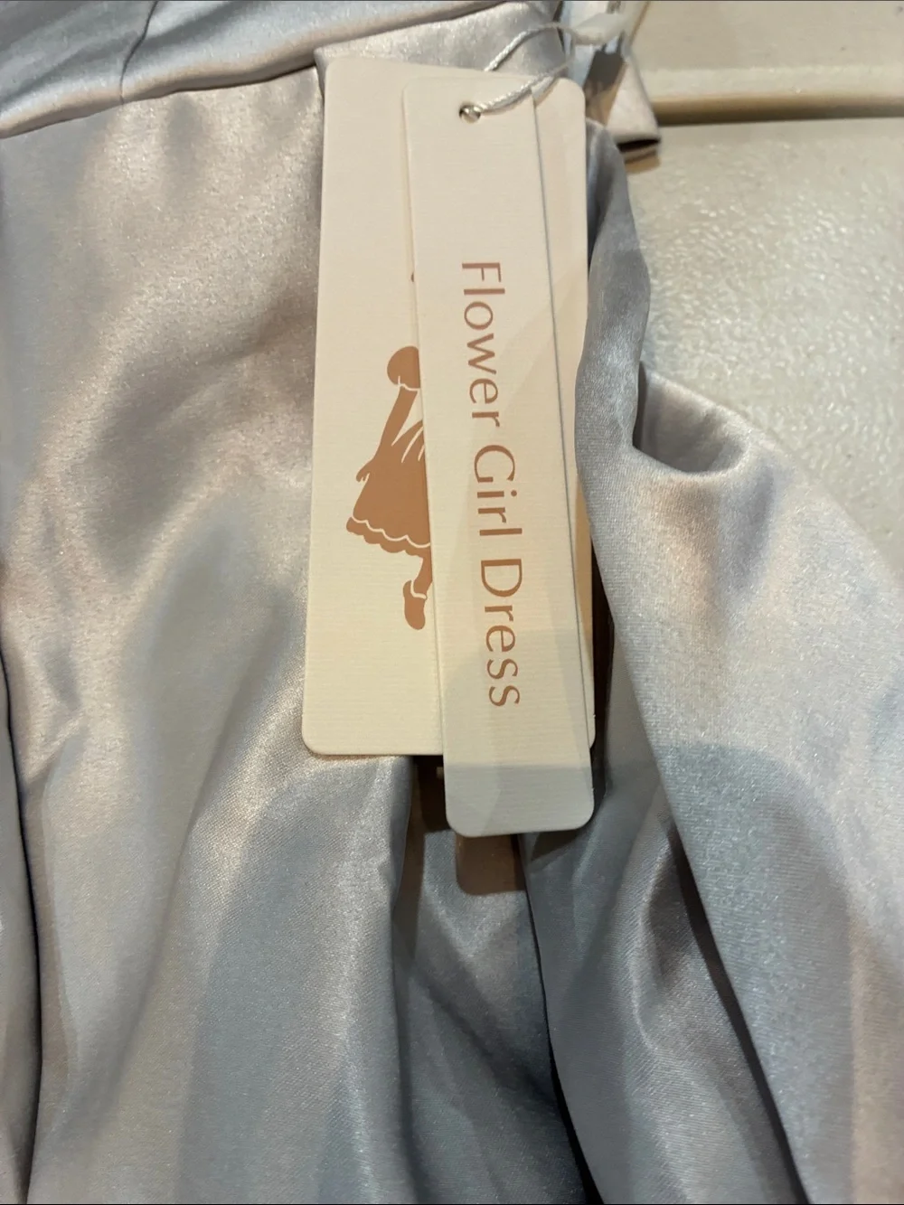 Silver Satin Girls Formal Dress with Straps